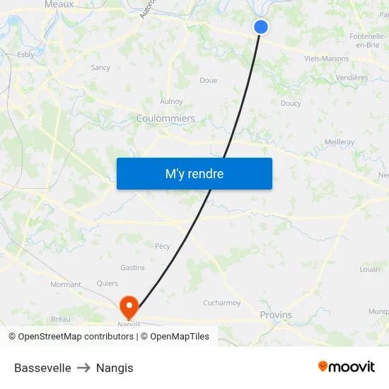 Bassevelle to Nangis map