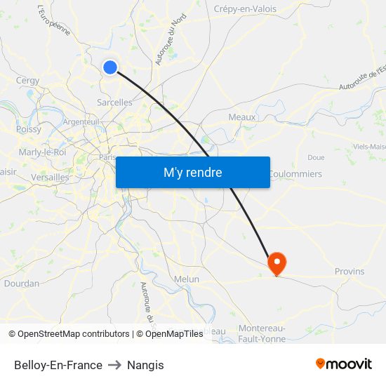 Belloy-En-France to Nangis map