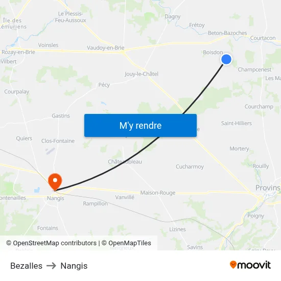 Bezalles to Nangis map