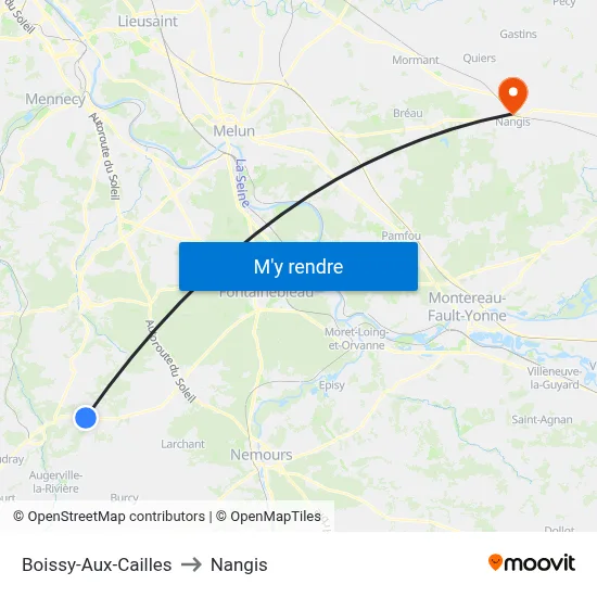 Boissy-Aux-Cailles to Nangis map