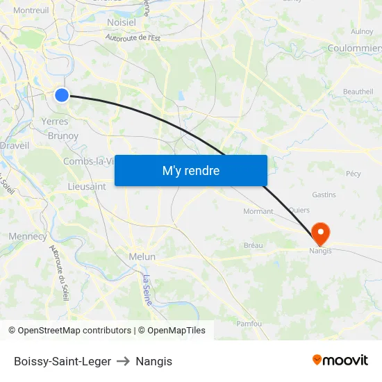 Boissy-Saint-Leger to Nangis map