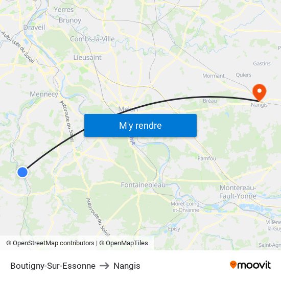 Boutigny-Sur-Essonne to Nangis map