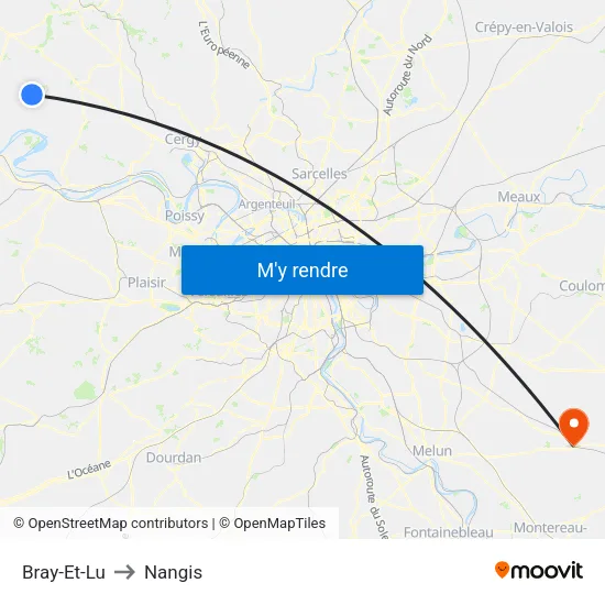 Bray-Et-Lu to Nangis map