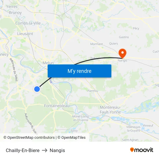 Chailly-En-Biere to Nangis map