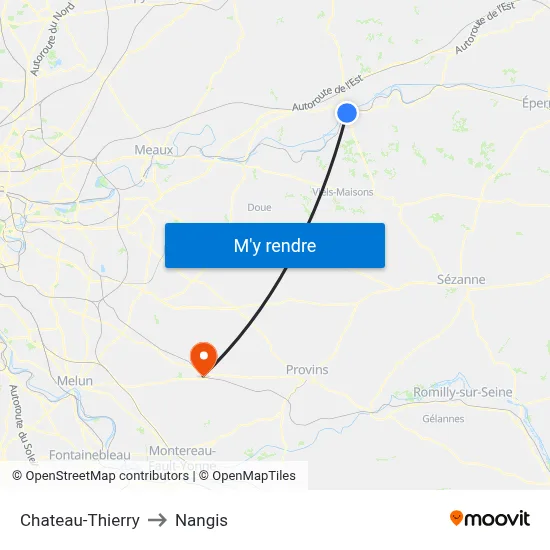 Chateau-Thierry to Nangis map
