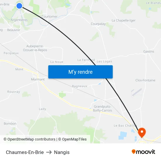 Chaumes-En-Brie to Nangis map