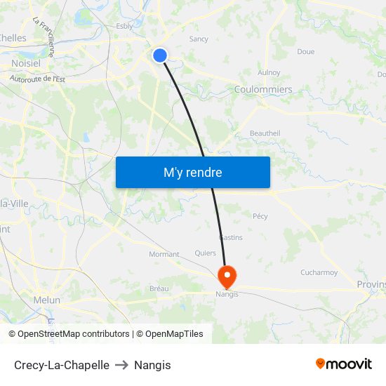 Crecy-La-Chapelle to Nangis map