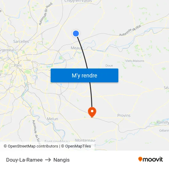 Douy-La-Ramee to Nangis map