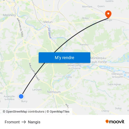 Fromont to Nangis map