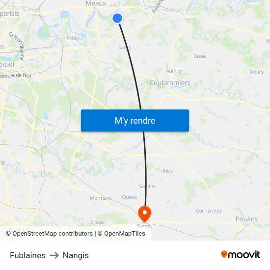 Fublaines to Nangis map