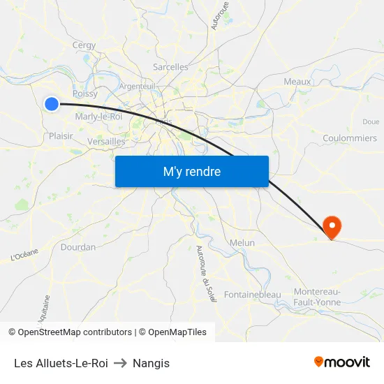 Les Alluets-Le-Roi to Nangis map
