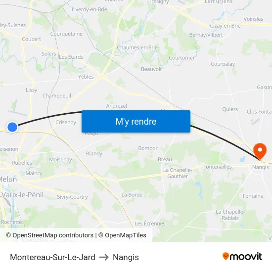 Montereau-Sur-Le-Jard to Nangis map