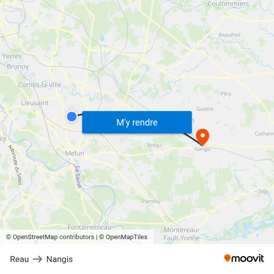 Reau to Nangis map