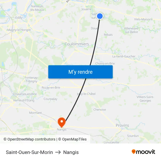 Saint-Ouen-Sur-Morin to Nangis map