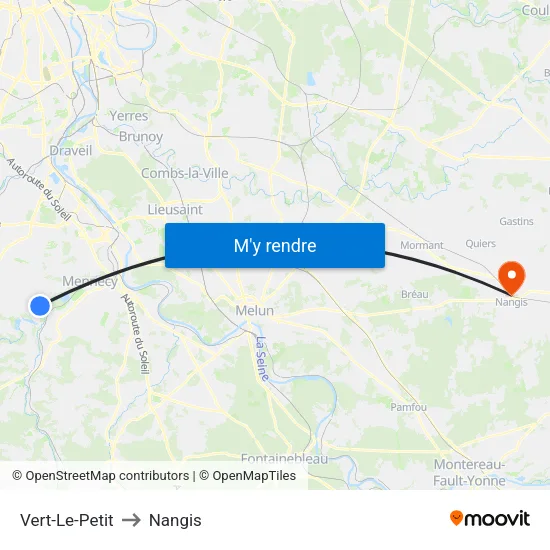 Vert-Le-Petit to Nangis map