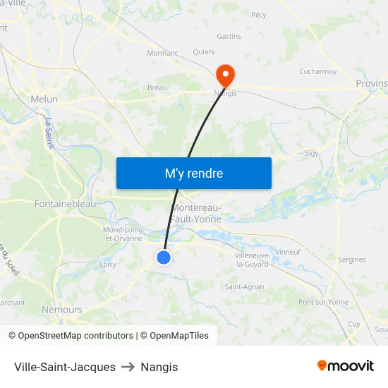 Ville-Saint-Jacques to Nangis map