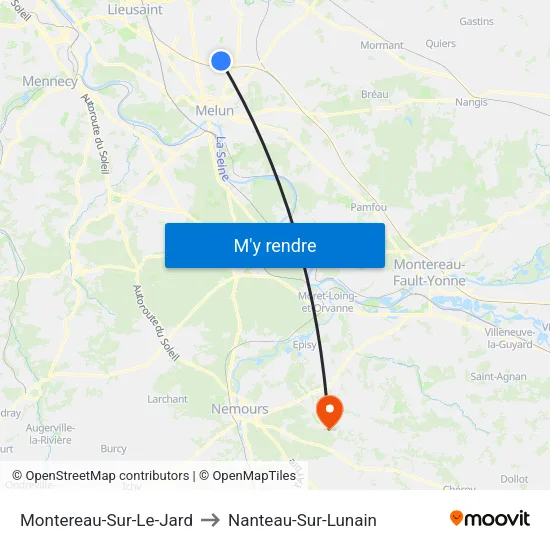 Montereau-Sur-Le-Jard to Nanteau-Sur-Lunain map