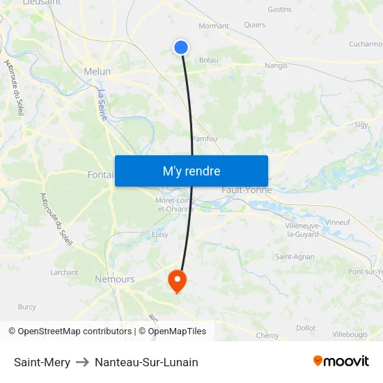Saint-Mery to Nanteau-Sur-Lunain map