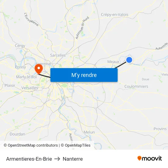 Armentieres-En-Brie to Nanterre map