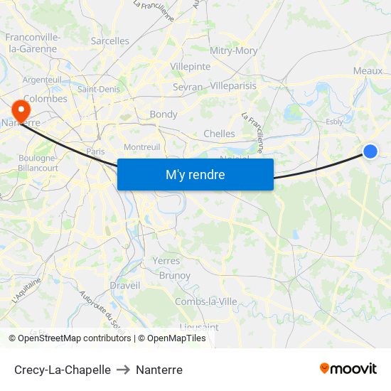 Crecy-La-Chapelle to Nanterre map