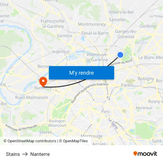 Stains to Nanterre map