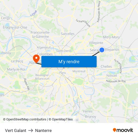 Vert Galant to Nanterre map