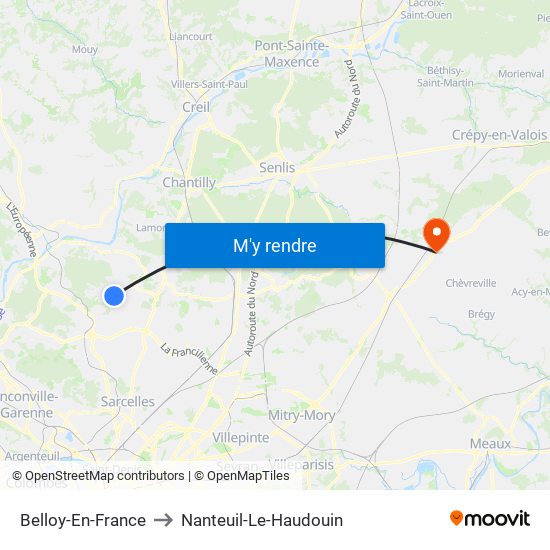 Belloy-En-France to Nanteuil-Le-Haudouin map