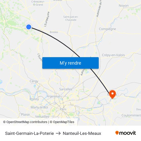 Saint-Germain-La-Poterie to Nanteuil-Les-Meaux map