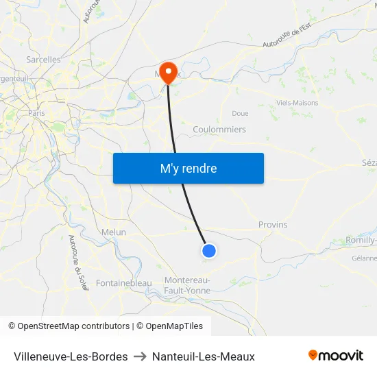 Villeneuve-Les-Bordes to Nanteuil-Les-Meaux map