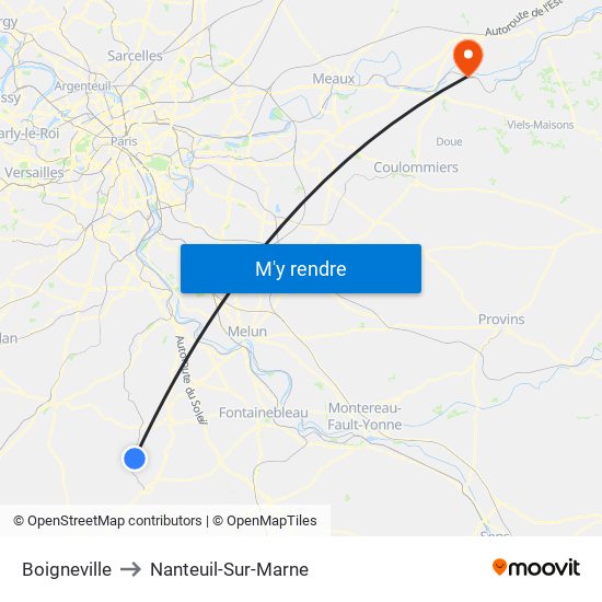 Boigneville to Nanteuil-Sur-Marne map