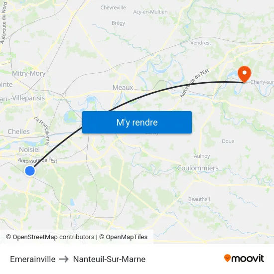 Emerainville to Nanteuil-Sur-Marne map