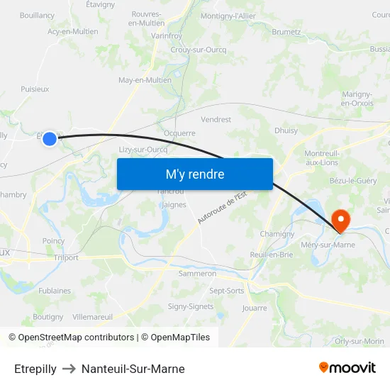 Etrepilly to Nanteuil-Sur-Marne map