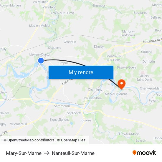 Mary-Sur-Marne to Nanteuil-Sur-Marne map