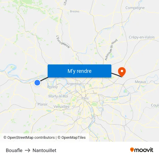 Bouafle to Nantouillet map