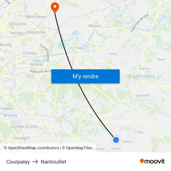 Courpalay to Nantouillet map