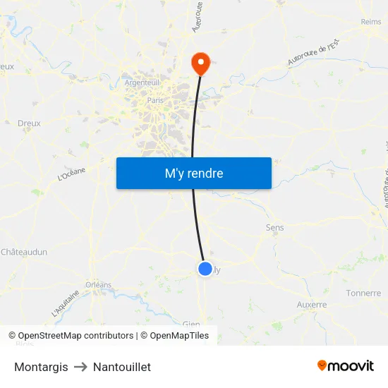 Montargis to Nantouillet map