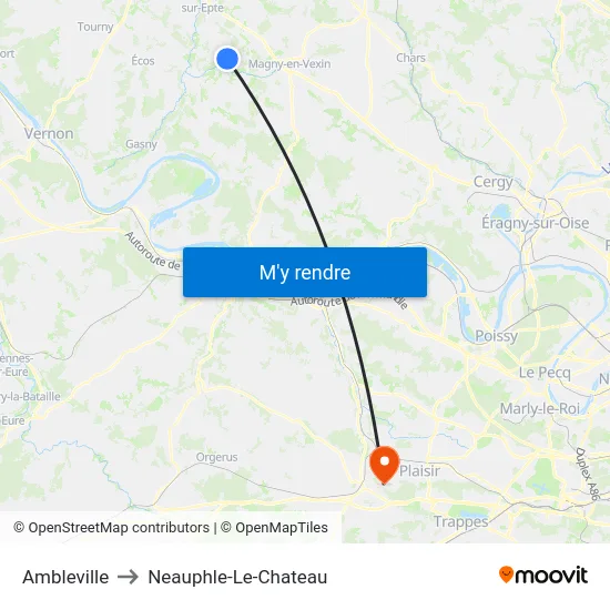 Ambleville to Neauphle-Le-Chateau map
