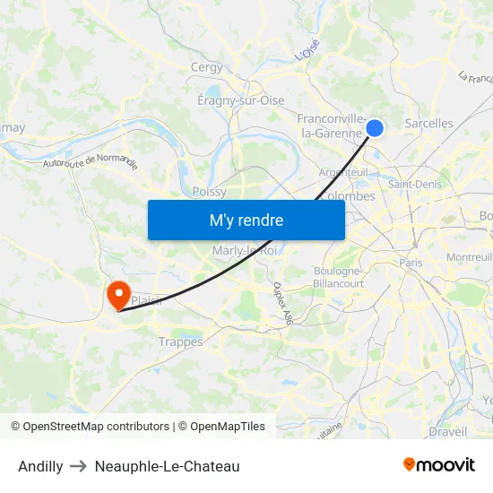 Andilly to Neauphle-Le-Chateau map