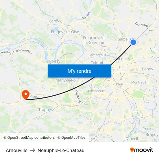 Arnouville to Neauphle-Le-Chateau map