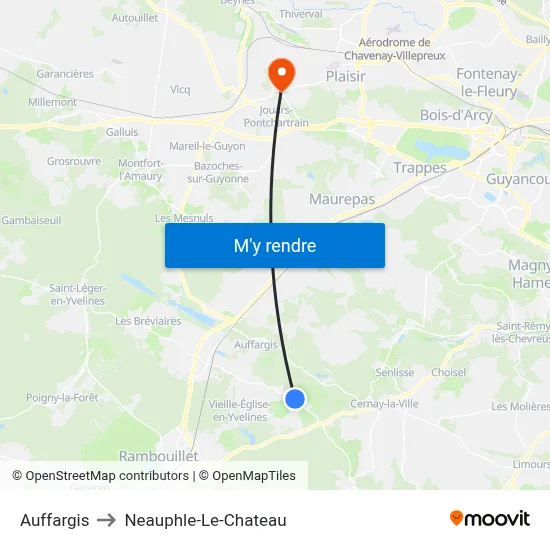 Auffargis to Neauphle-Le-Chateau map