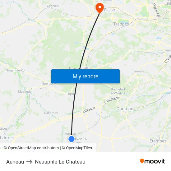 Auneau to Neauphle-Le-Chateau map