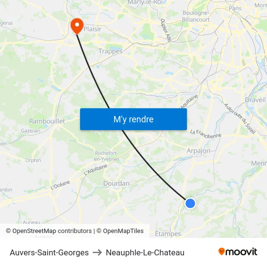Auvers-Saint-Georges to Neauphle-Le-Chateau map