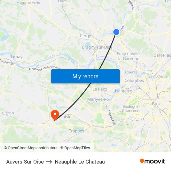 Auvers-Sur-Oise to Neauphle-Le-Chateau map