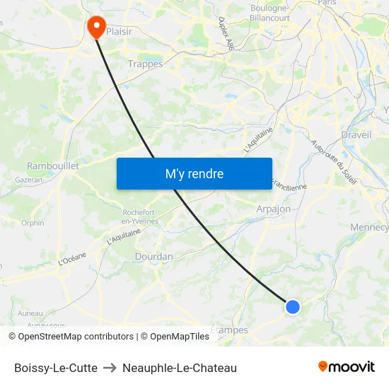 Boissy-Le-Cutte to Neauphle-Le-Chateau map