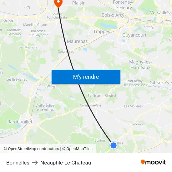 Bonnelles to Neauphle-Le-Chateau map