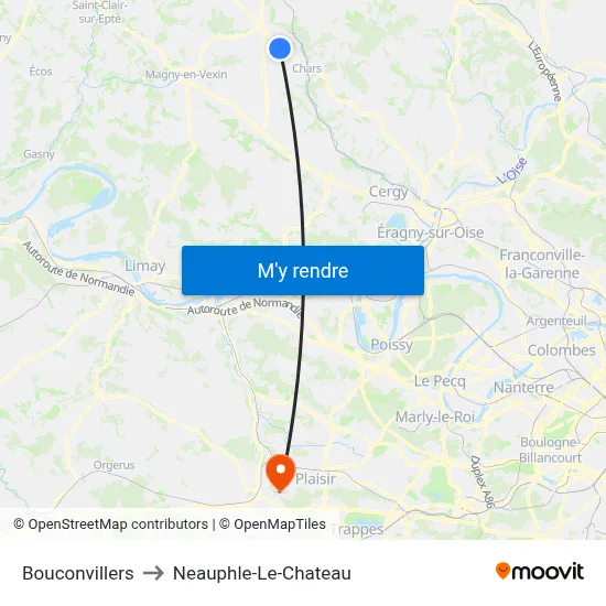 Bouconvillers to Neauphle-Le-Chateau map