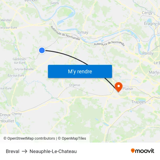 Breval to Neauphle-Le-Chateau map