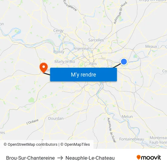 Brou-Sur-Chantereine to Neauphle-Le-Chateau map