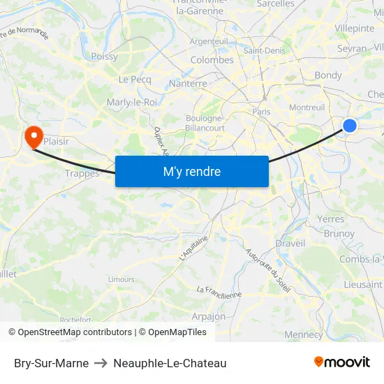 Bry-Sur-Marne to Neauphle-Le-Chateau map