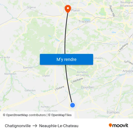 Chatignonville to Neauphle-Le-Chateau map
